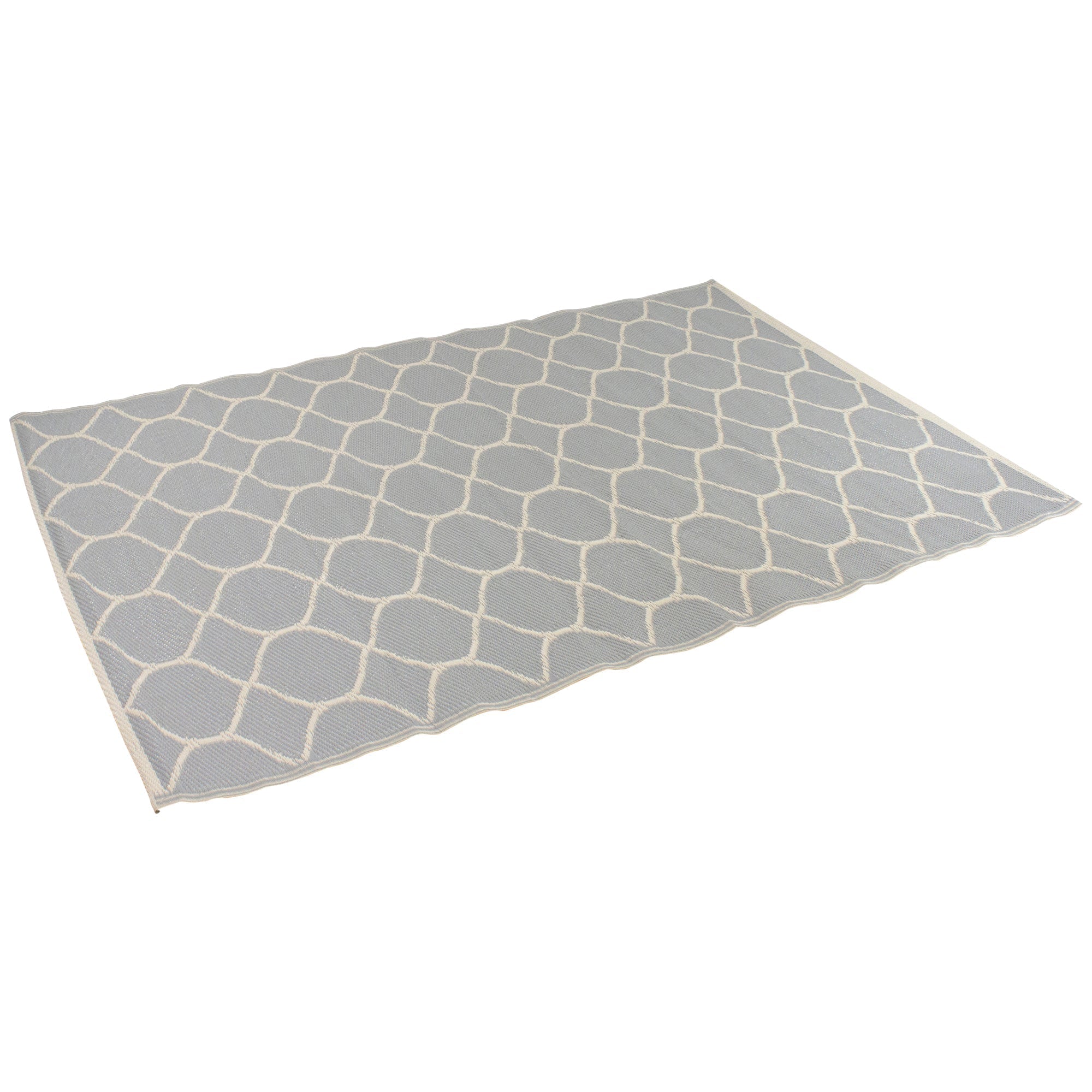  4' x 6' Gray and Beige Honeycomb Pattern Rectangular Outdoor Area Rug - Gray - Bonton