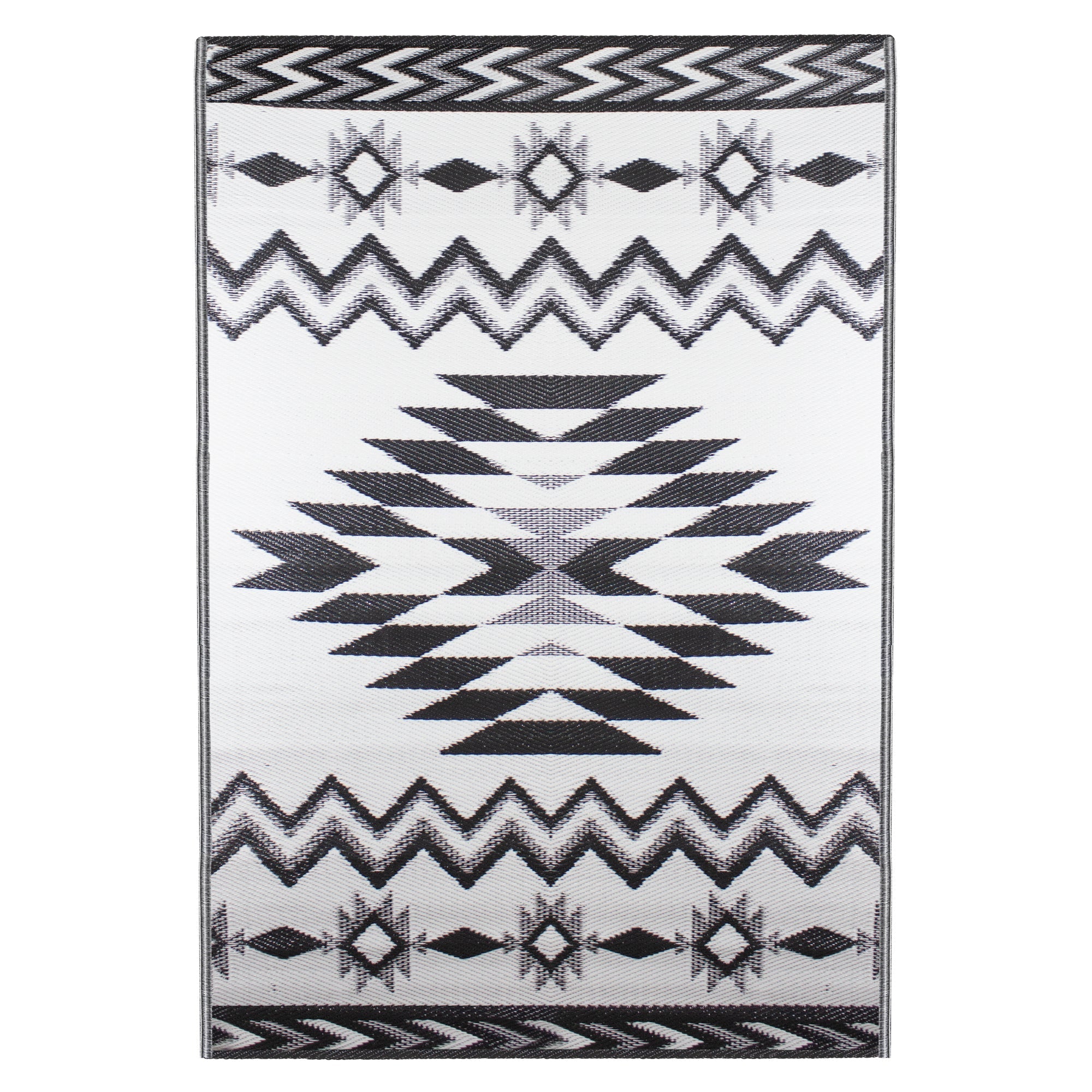  Aztec Print Rectangular Outdoor Area Rug - Orange - Bonton