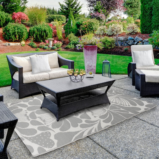 Floral Design Rectangular Outdoor Area Rug