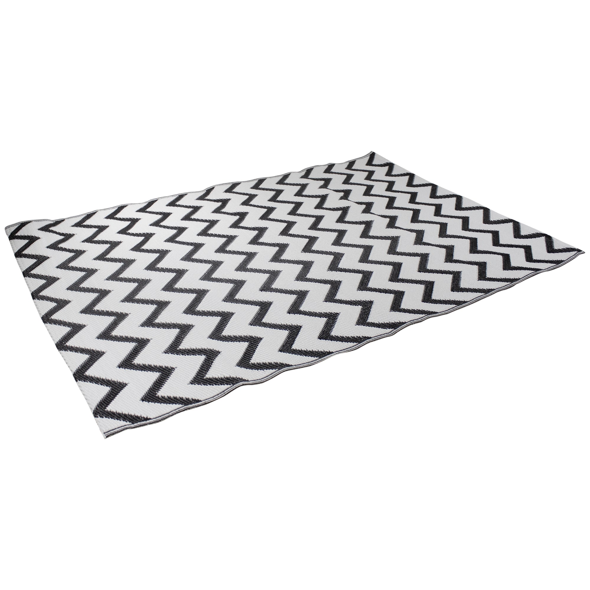  Chevron Rectangular Outdoor Black & White Rug, 4' x 6' - Black - Bonton