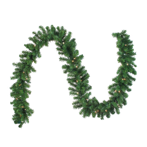 Pre-Lit Oak Creek Pine Artificial Christmas Garland - 9' X 10"  - Clear Lights
