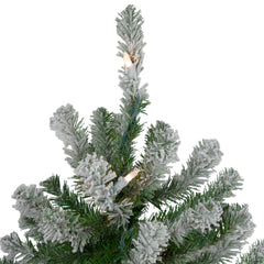 Pre-Lit Slim Flocked Alpine Artificial Christmas Trees - 5' - Clear Lights - Set of 3