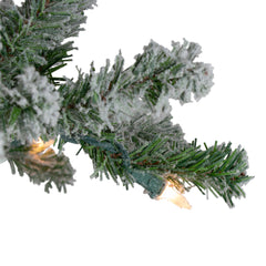 Pre-Lit Slim Flocked Alpine Artificial Christmas Trees - 5' - Clear Lights - Set of 3