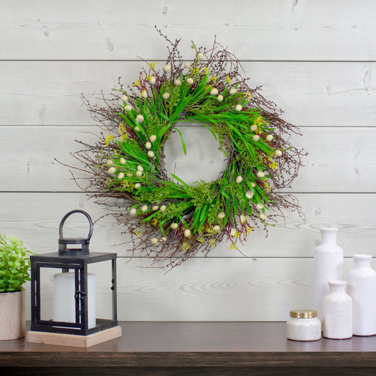 Burrs & Brush Faux Floral Wreath, 18"