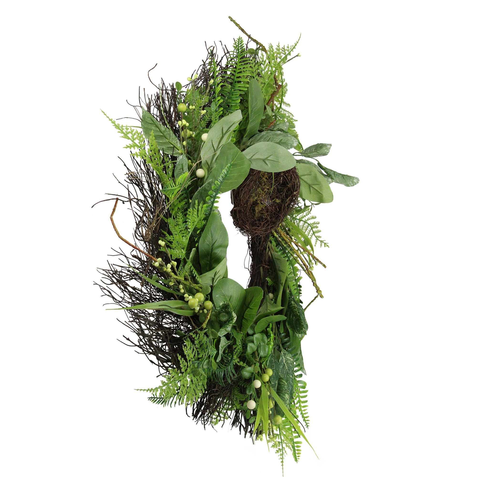  Green & Brown Foliage Spring Wreath with Nest 24