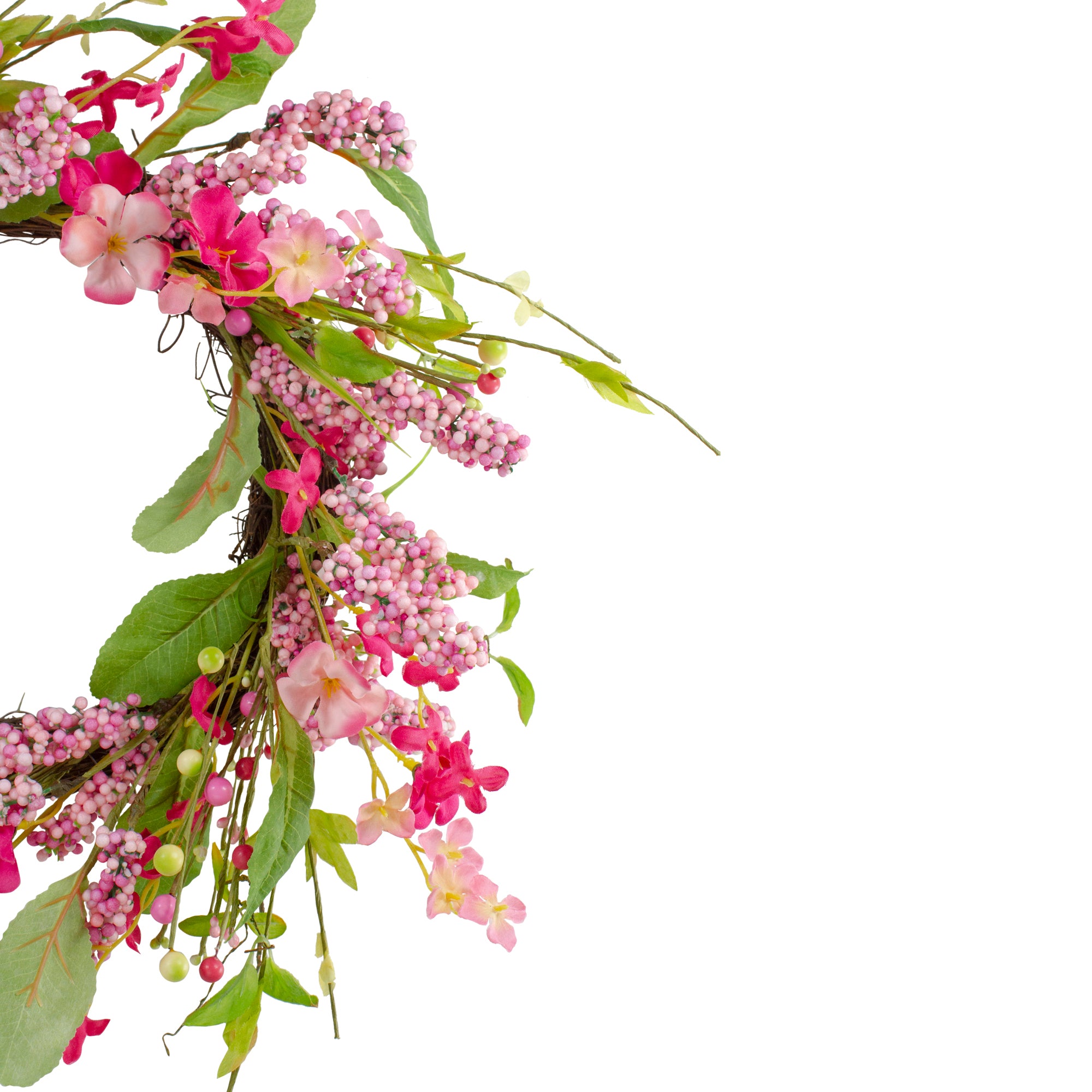  Northlight Geranium and Berry Artificial Spring Floral Wreath  Pink - 18-Inch - Default Title - Bonton