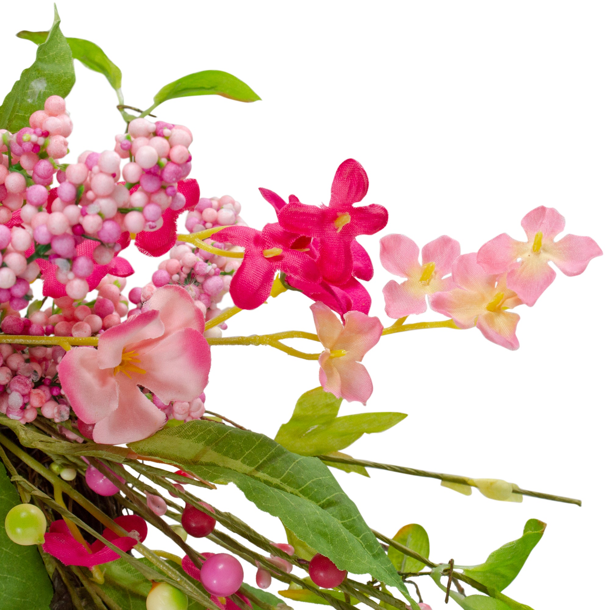  Northlight Geranium and Berry Artificial Spring Floral Wreath  Pink - 18-Inch - Default Title - Bonton