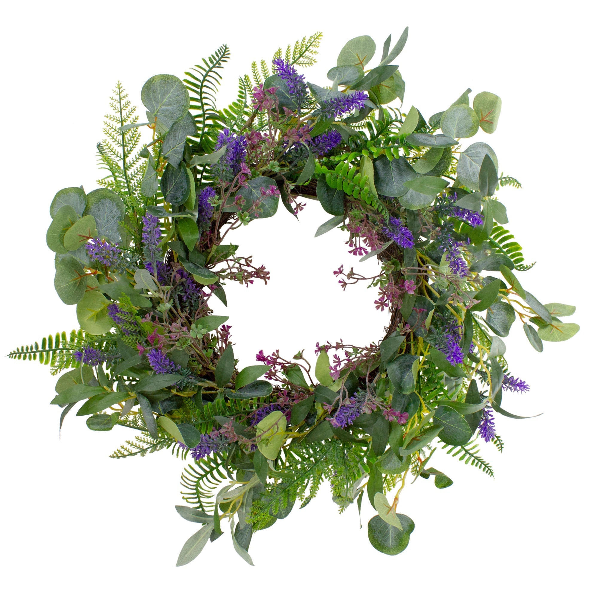  Lavender & Mixed Foliage Floral Spring Wreath 22