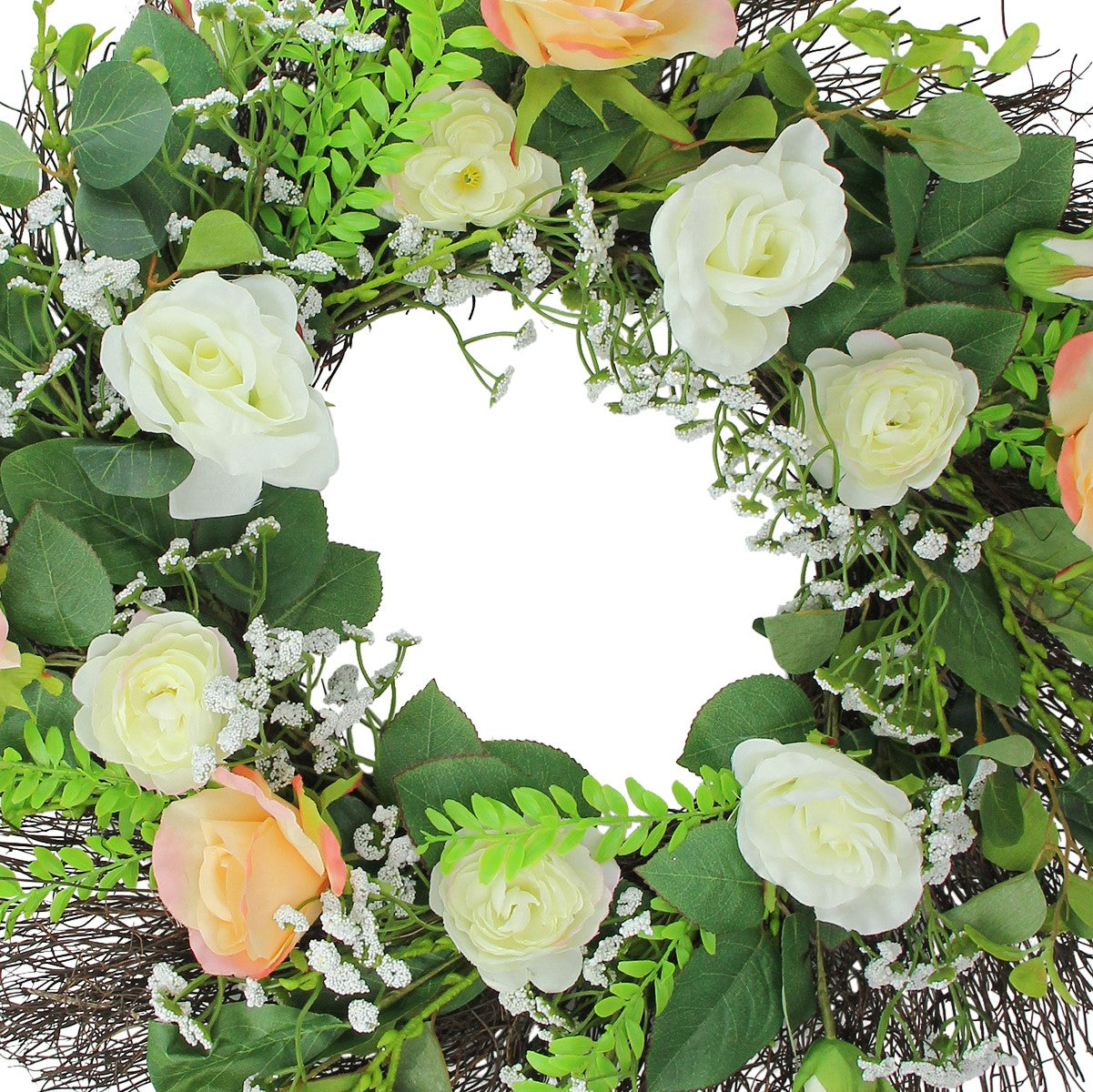  Northlight Rose and Foliage Artificial Spring Wreath - 24-Inch  Unlit - Default Title - Bonton