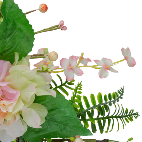 Hydrangea  Berry and Fern Artificial Spring Floral Wreath  Pink - 20-Inch
