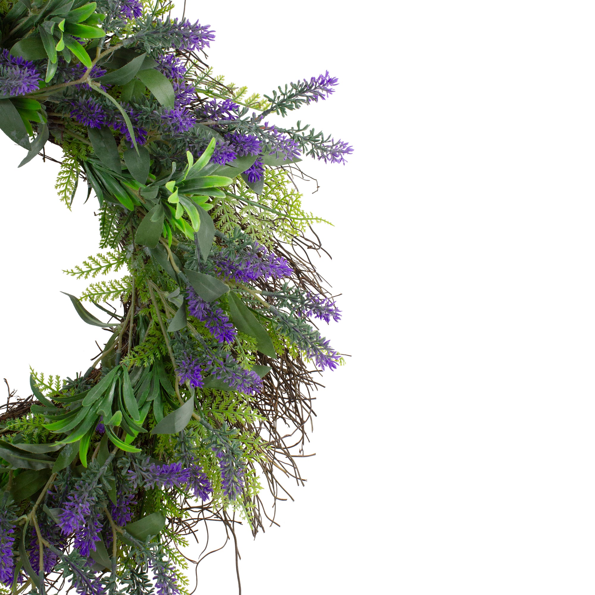 Northlight Lavender and Spring Foliage Artificial Floral Wreath  Purple - 24-Inch - Default Title - Bonton