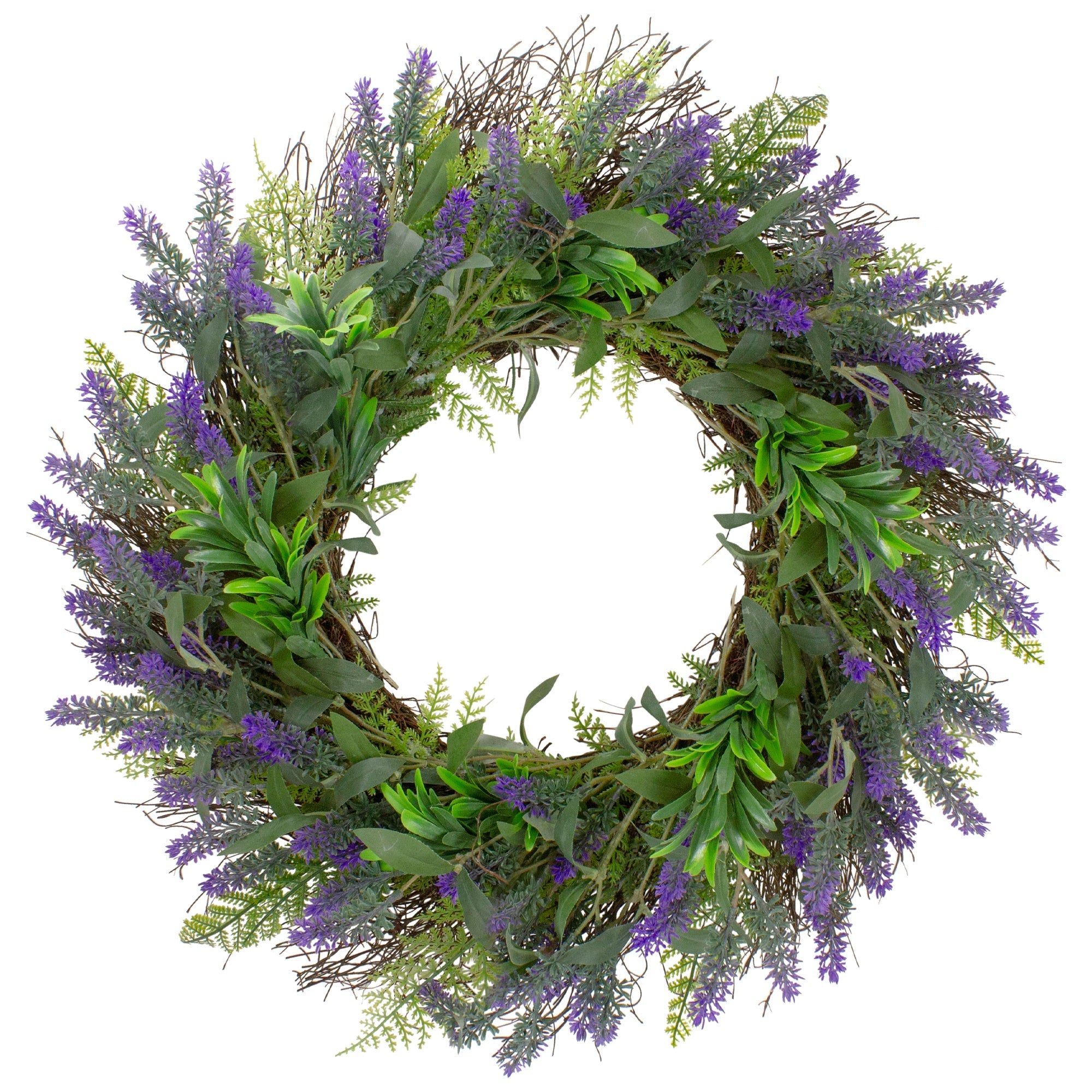  Lavender & Spring Foliage Faux Floral Wreath, 24