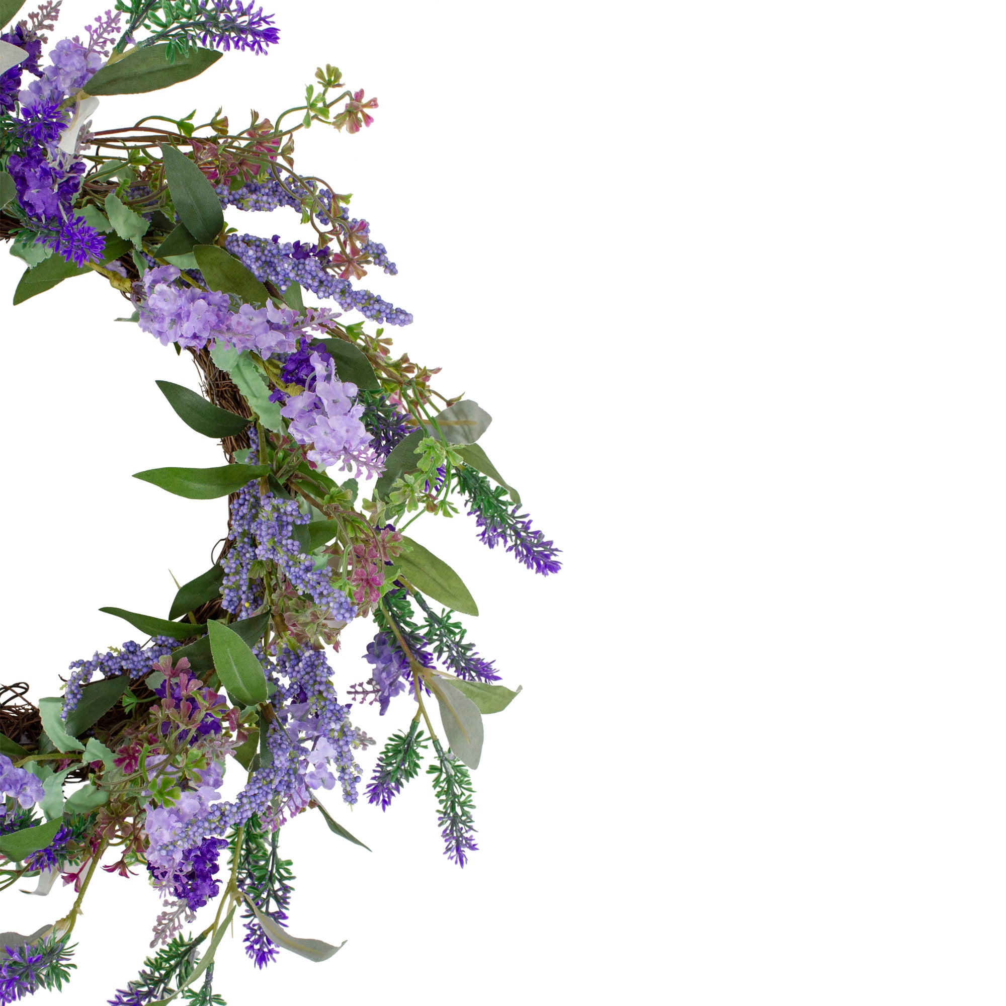  Northlight Lavender Artificial Spring Floral Wreath  Purple and Green - 18-Inch - Default Title - Bonton