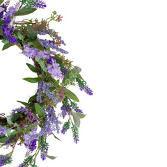 Lavender Artificial Spring Floral Wreath  Purple and Green - 18-Inch