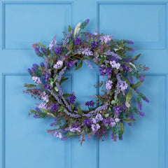 Lavender Artificial Spring Floral Wreath  Purple and Green - 18-Inch