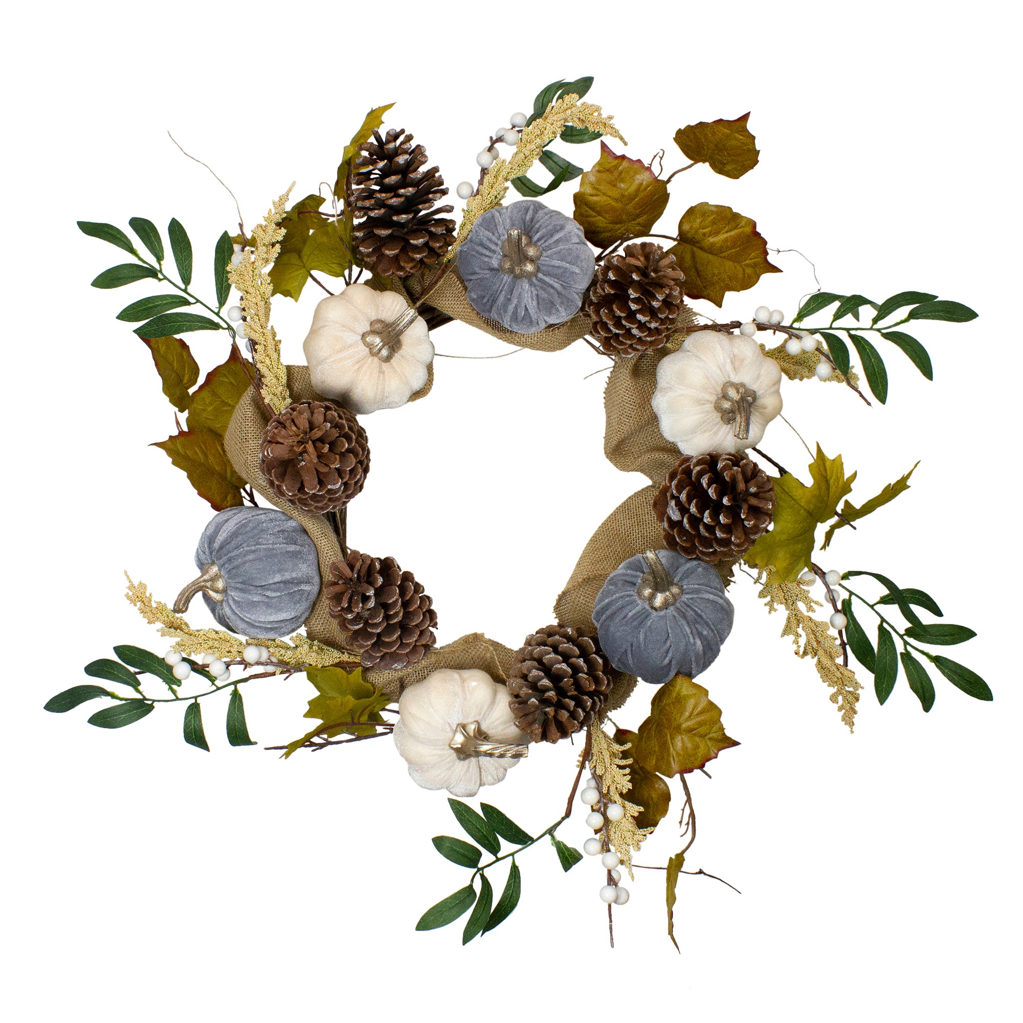 Northlight Pumpkins Foliage Grapevine Artificial Thanksgiving Wreath  24-Inch  Unlit - Default Title - Bonton