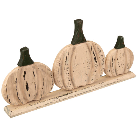 Pumpkin Trio Wooden Fall Harvest Decoration - 15.75"