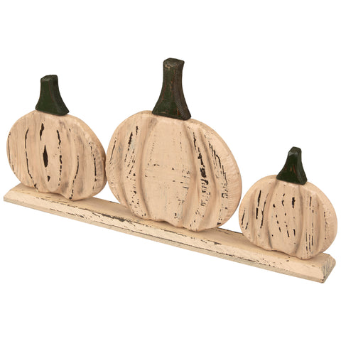 Pumpkin Trio Wooden Fall Harvest Decoration - 15.75"
