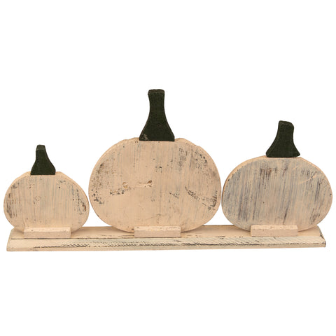 Pumpkin Trio Wooden Fall Harvest Decoration - 15.75"