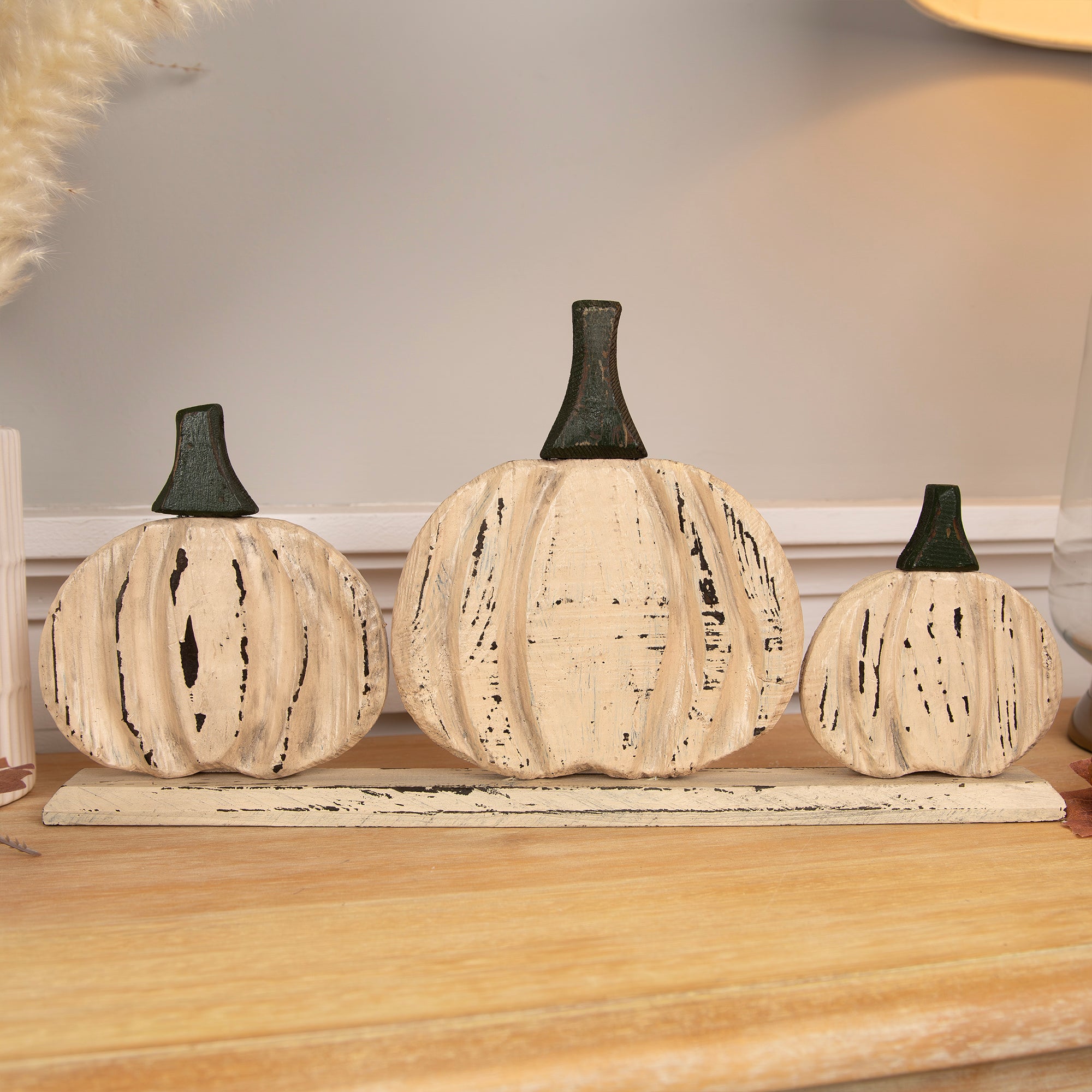  Northlight Pumpkin Trio Wooden Fall Harvest Decoration - 15.75