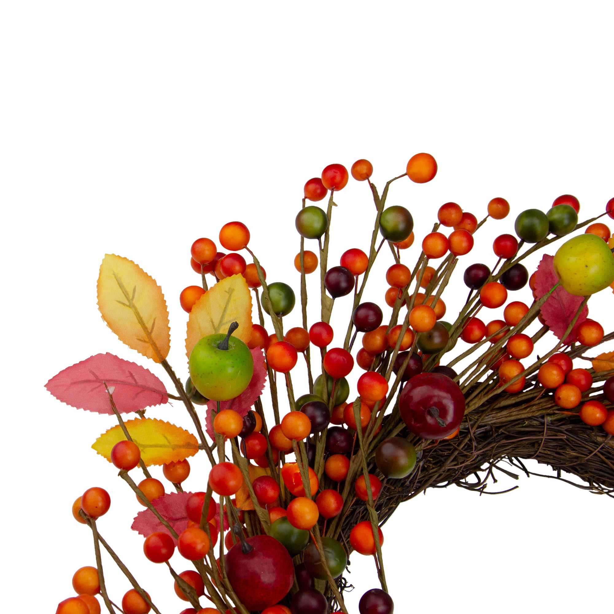  Northlight Berries and Apples Foliage Twig Artificial Thanksgiving Wreath - 18-Inch  Unlit - Default Title - Bonton