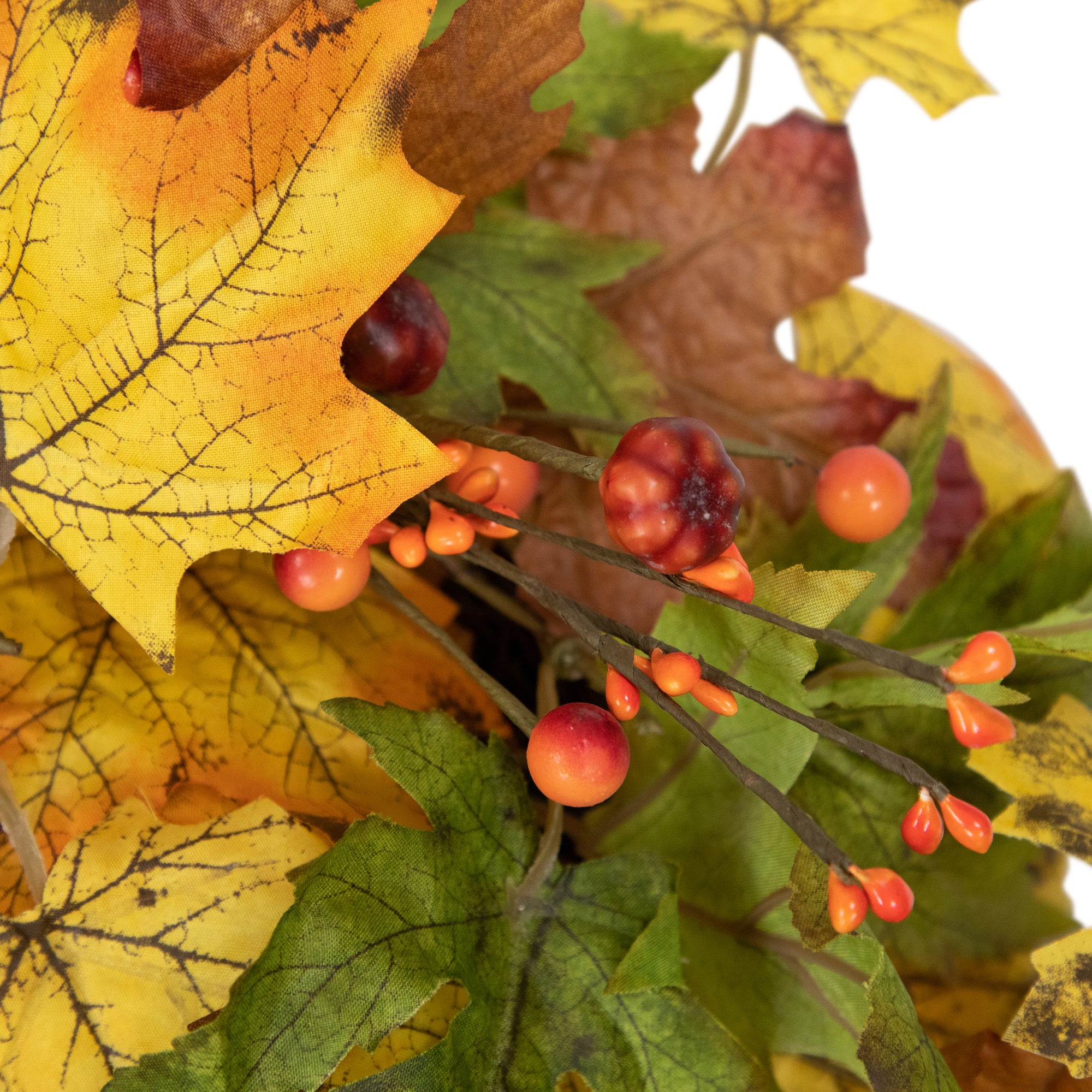  Northlight Berries and Twigs Artificial Thanksgiving Wreath Yellow 30-Inch - Unlit - Default Title - Bonton