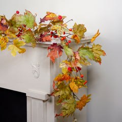 5' X 6" Leaves and Berries Artificial Thanksgiving Garland - Unlit