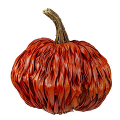 Autumn Harvest Woven Pumpkin Decoration - 8.5" - Orange