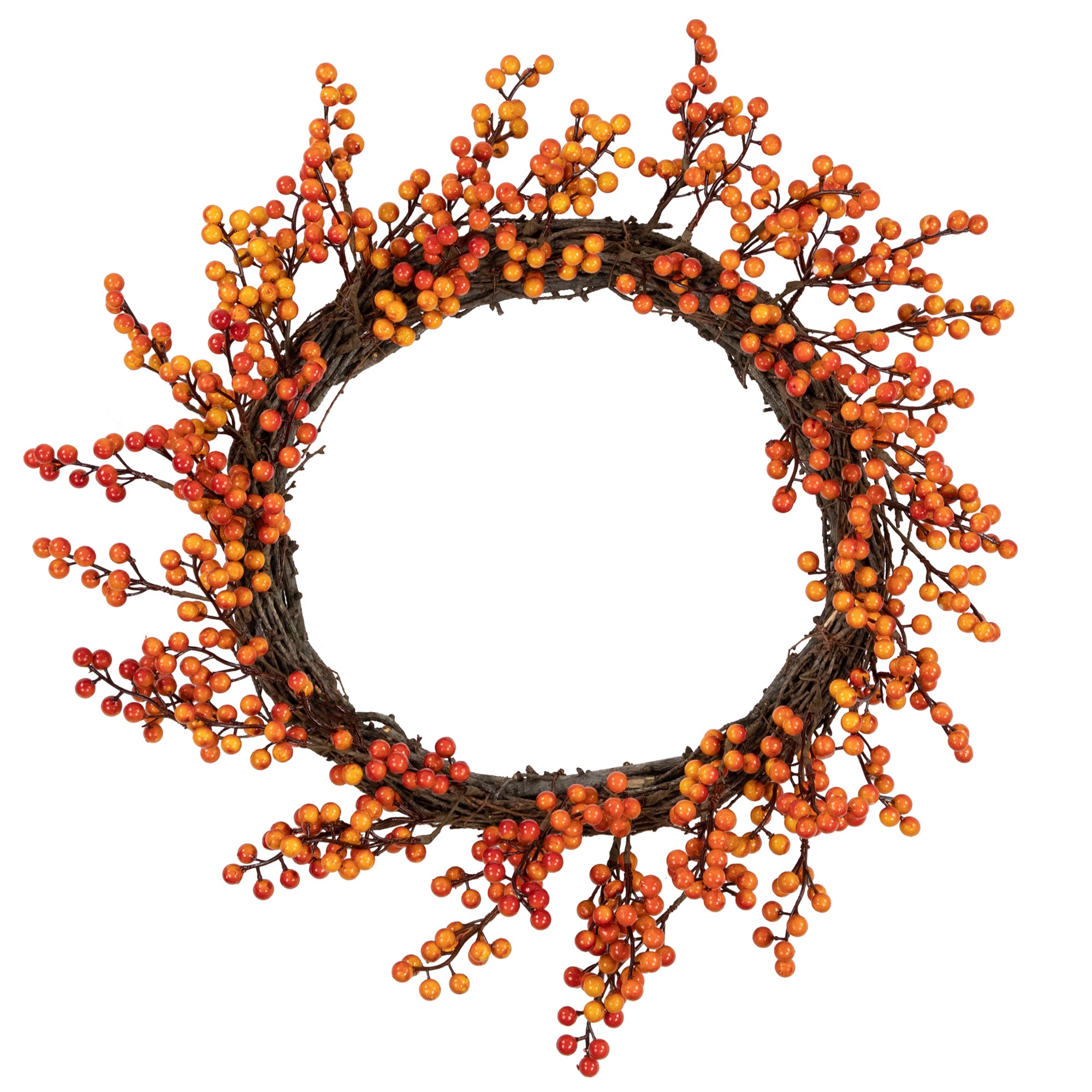  Northlight Red and Orange Artificial Berry Artificial Thanksgiving Wreath  18-Inch  Unlit - Default Title - Bonton