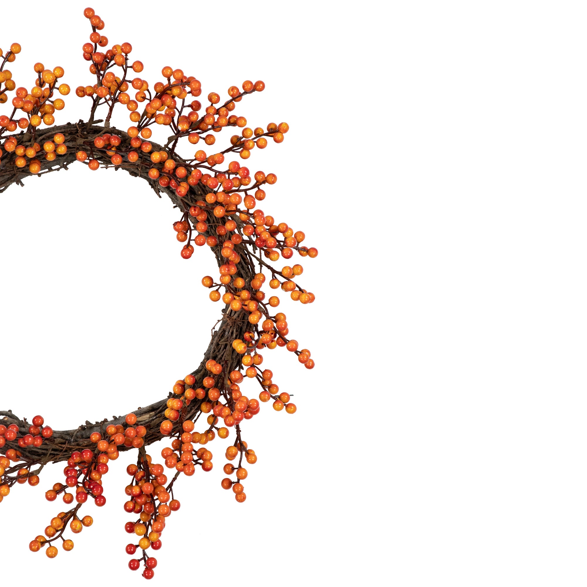  Northlight Red and Orange Artificial Berry Artificial Thanksgiving Wreath  18-Inch  Unlit - Default Title - Bonton