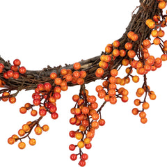 Red and Orange Artificial Berry Artificial Thanksgiving Wreath  18-Inch  Unlit
