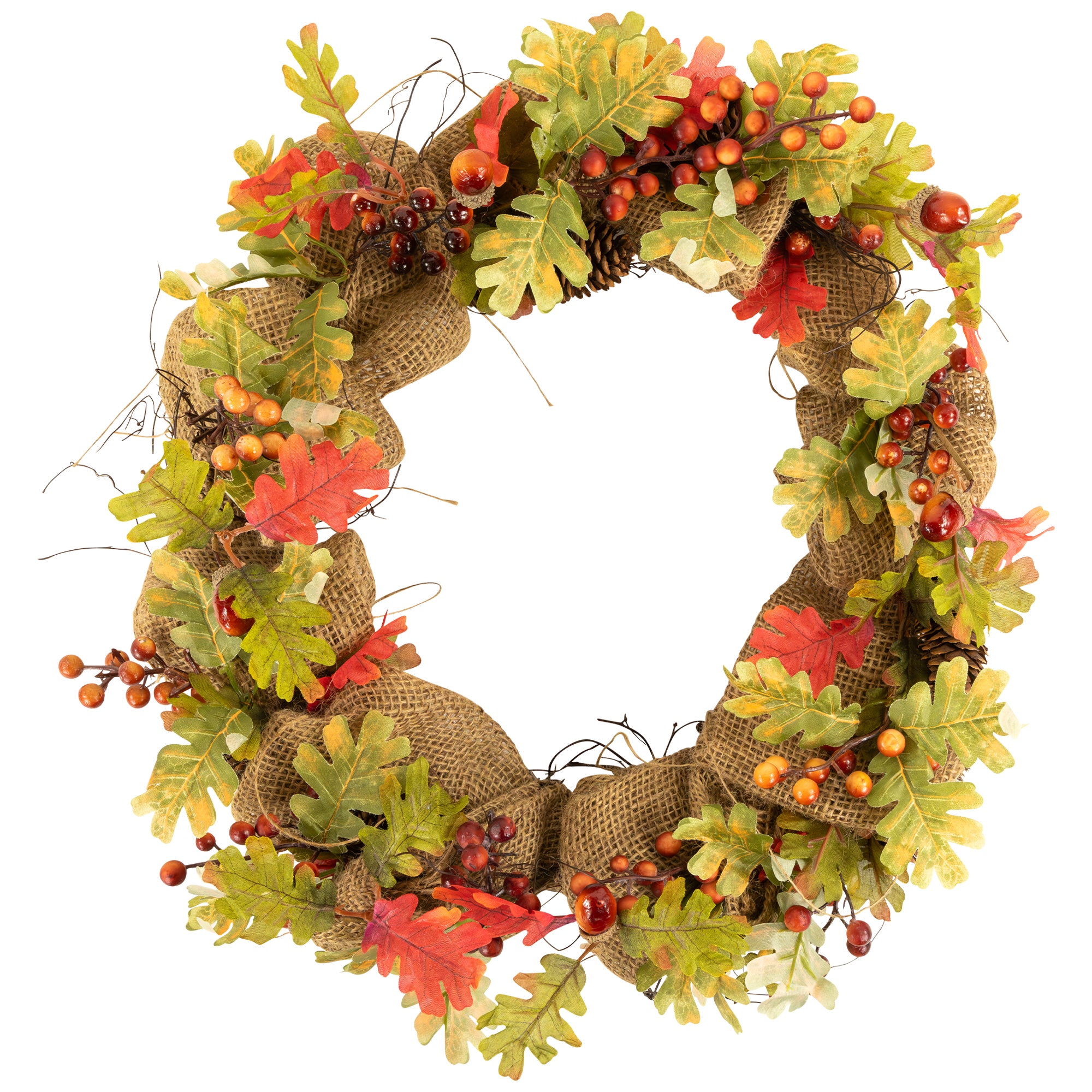  Northlight Berries and Pinecones Artificial Fall Harvest Twig Wreath  18-Inch  Unlit - Default Title - Bonton