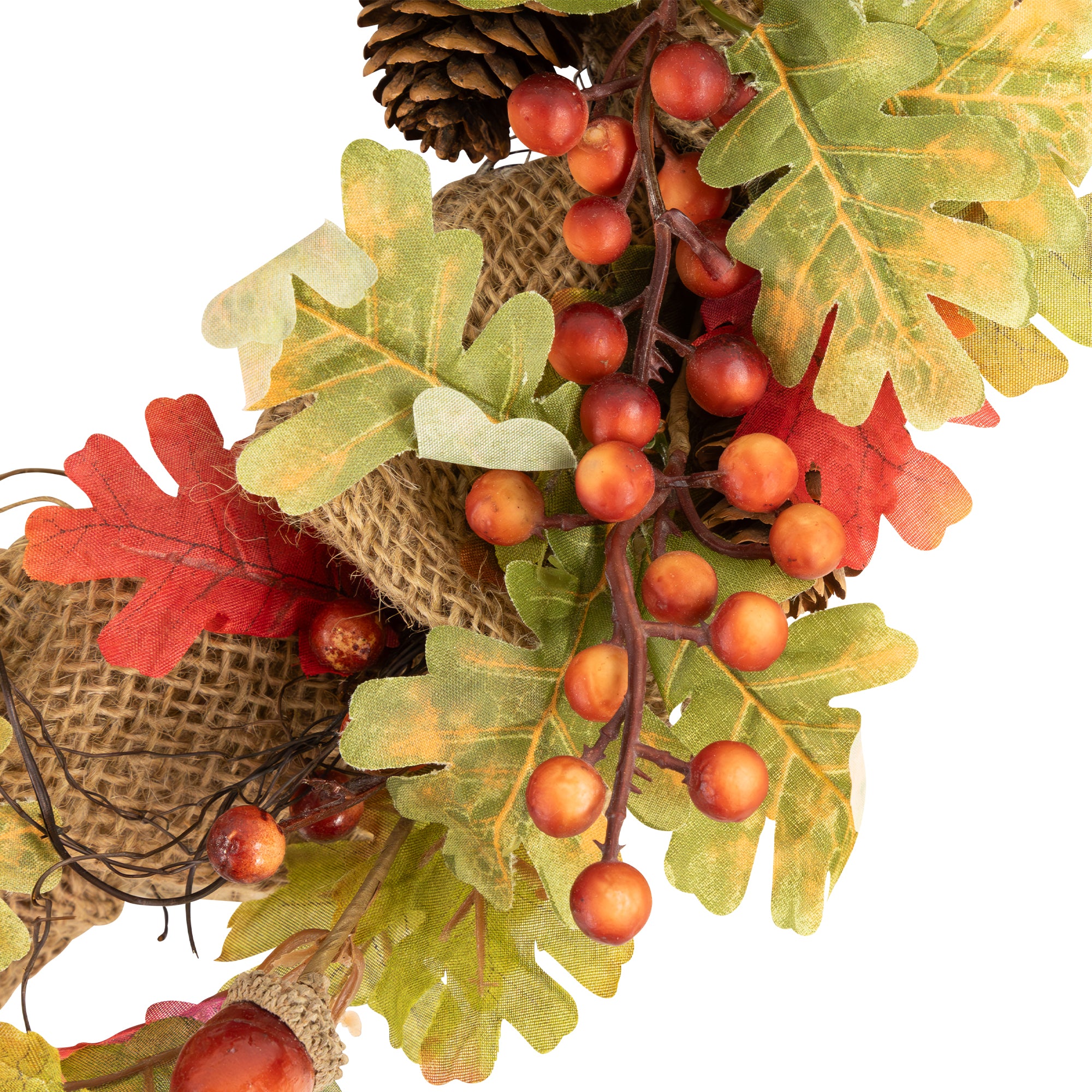  Northlight Berries and Pinecones Artificial Fall Harvest Twig Wreath  18-Inch  Unlit - Default Title - Bonton