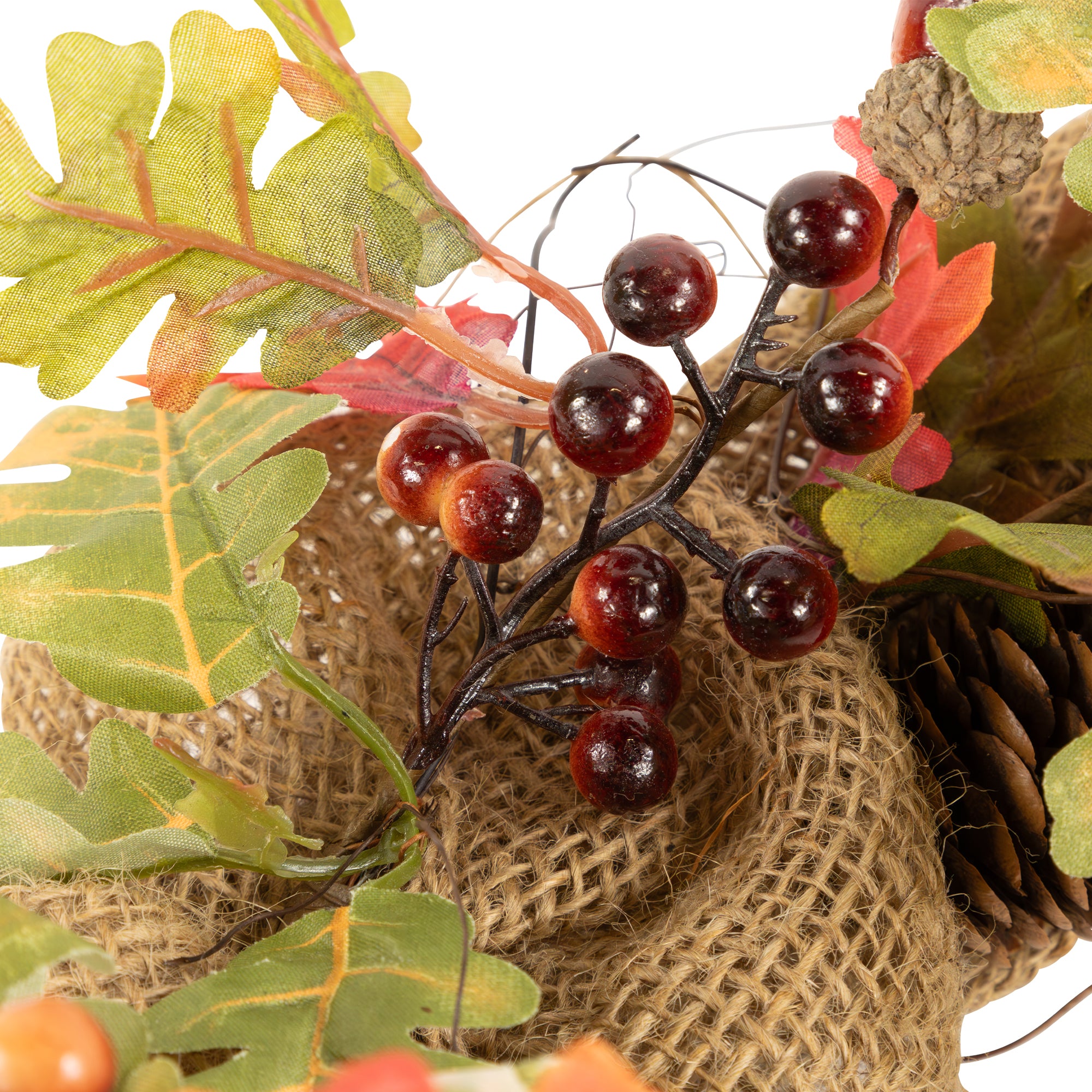  Northlight Berries and Pinecones Artificial Fall Harvest Twig Wreath  18-Inch  Unlit - Default Title - Bonton