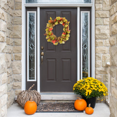 Berries and Pinecones Artificial Fall Harvest Twig Wreath  18-Inch  Unlit