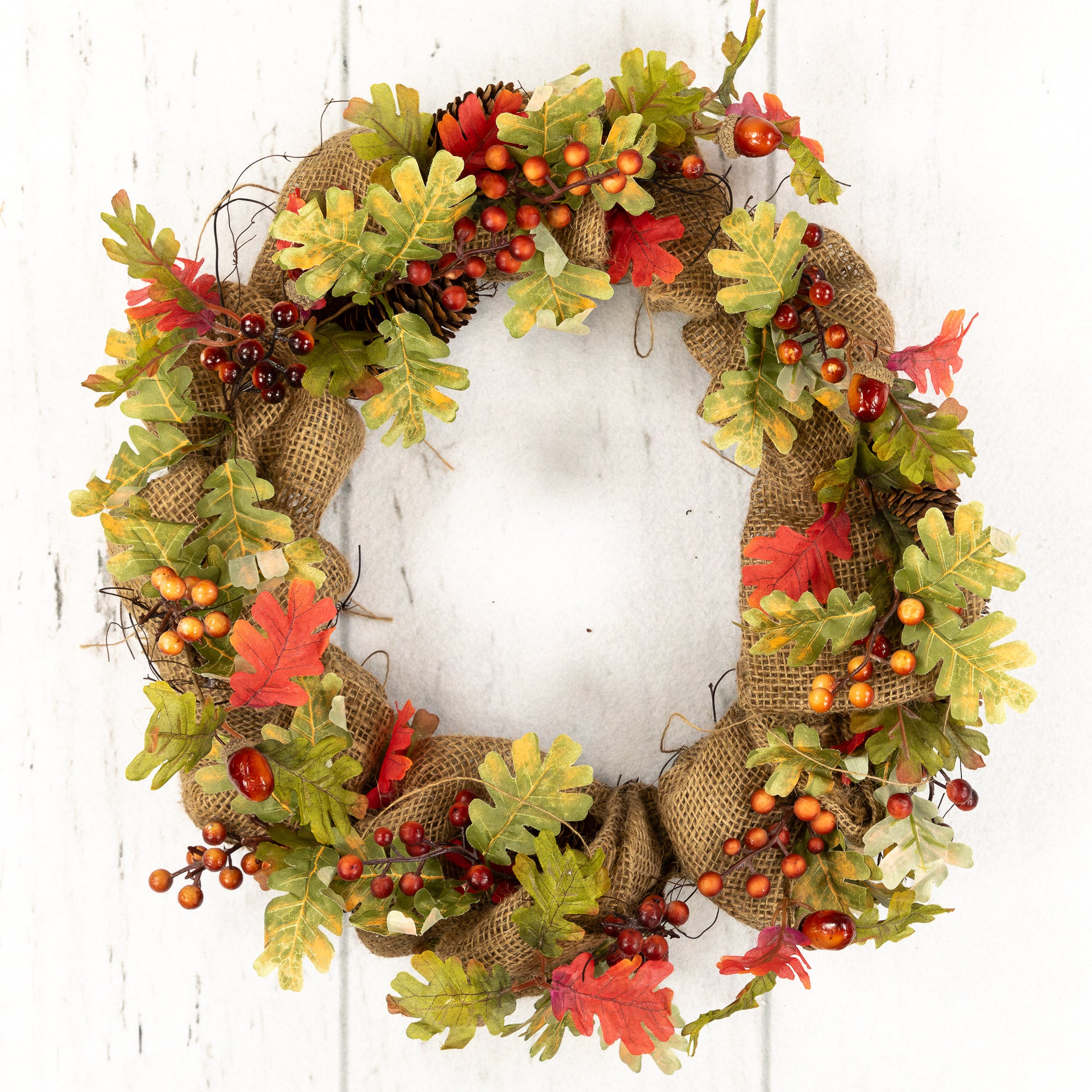  Northlight Berries and Pinecones Artificial Fall Harvest Twig Wreath  18-Inch  Unlit - Default Title - Bonton