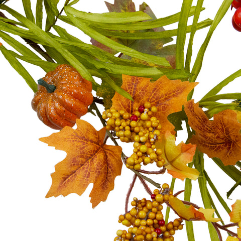 5' X 10" Pumpkins and Berries With Leaves Artificial Fall Harvest Garland - Unlit