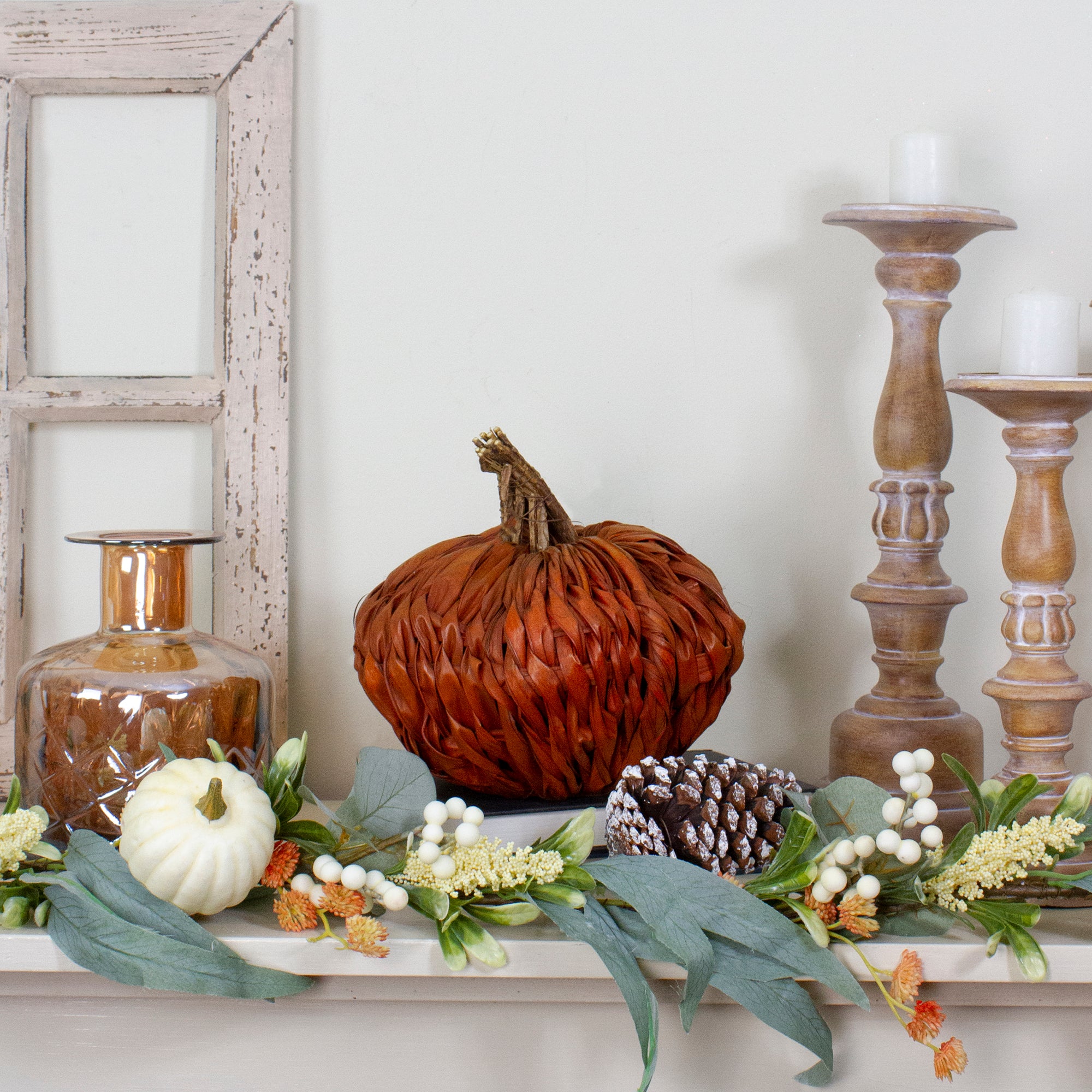  Northlight Autumn Harvest Woven Pumpkin Decoration - 8.5
