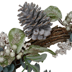 Neutral Colored Pumpkin and Pine Cones Fall Harvest Wreath - 18-Inch  Unlit