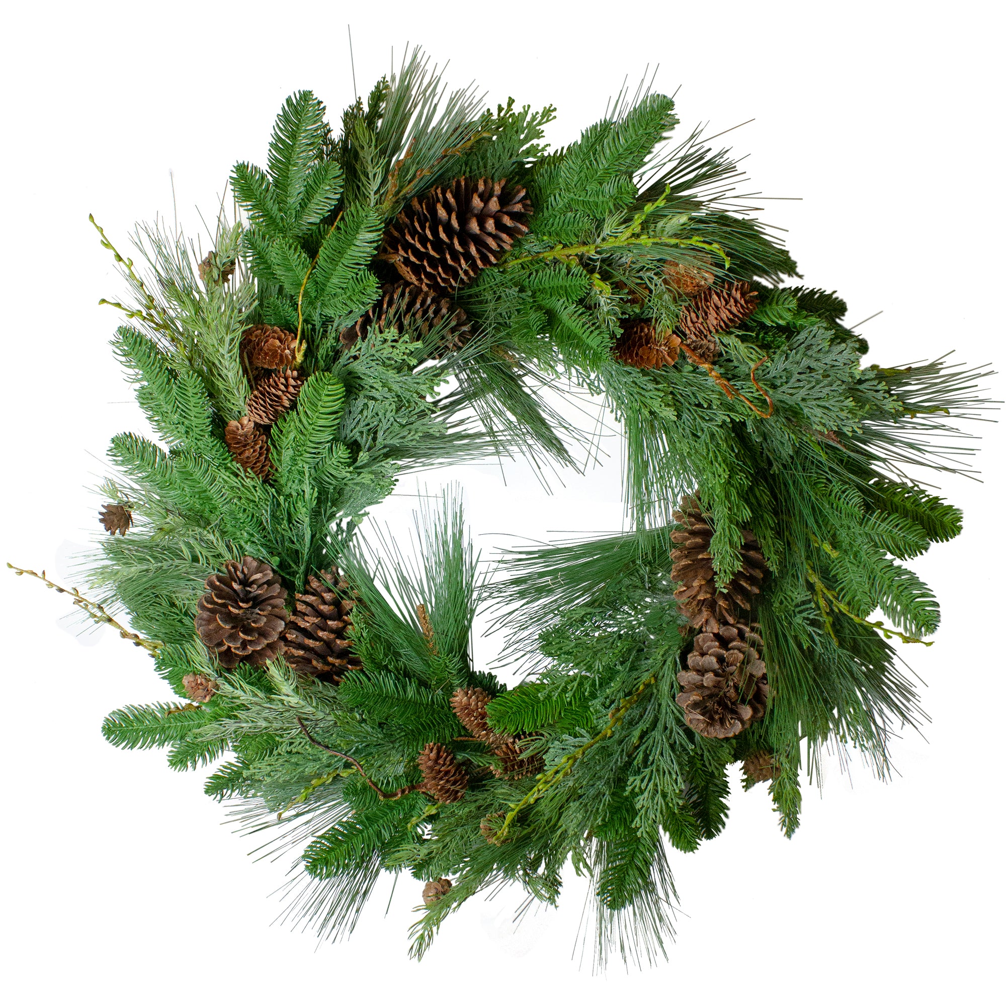  Northlight Pine Cone and Cedar Artificial Christmas Wreath - 32-Inch  Unlit - Default Title - Bonton