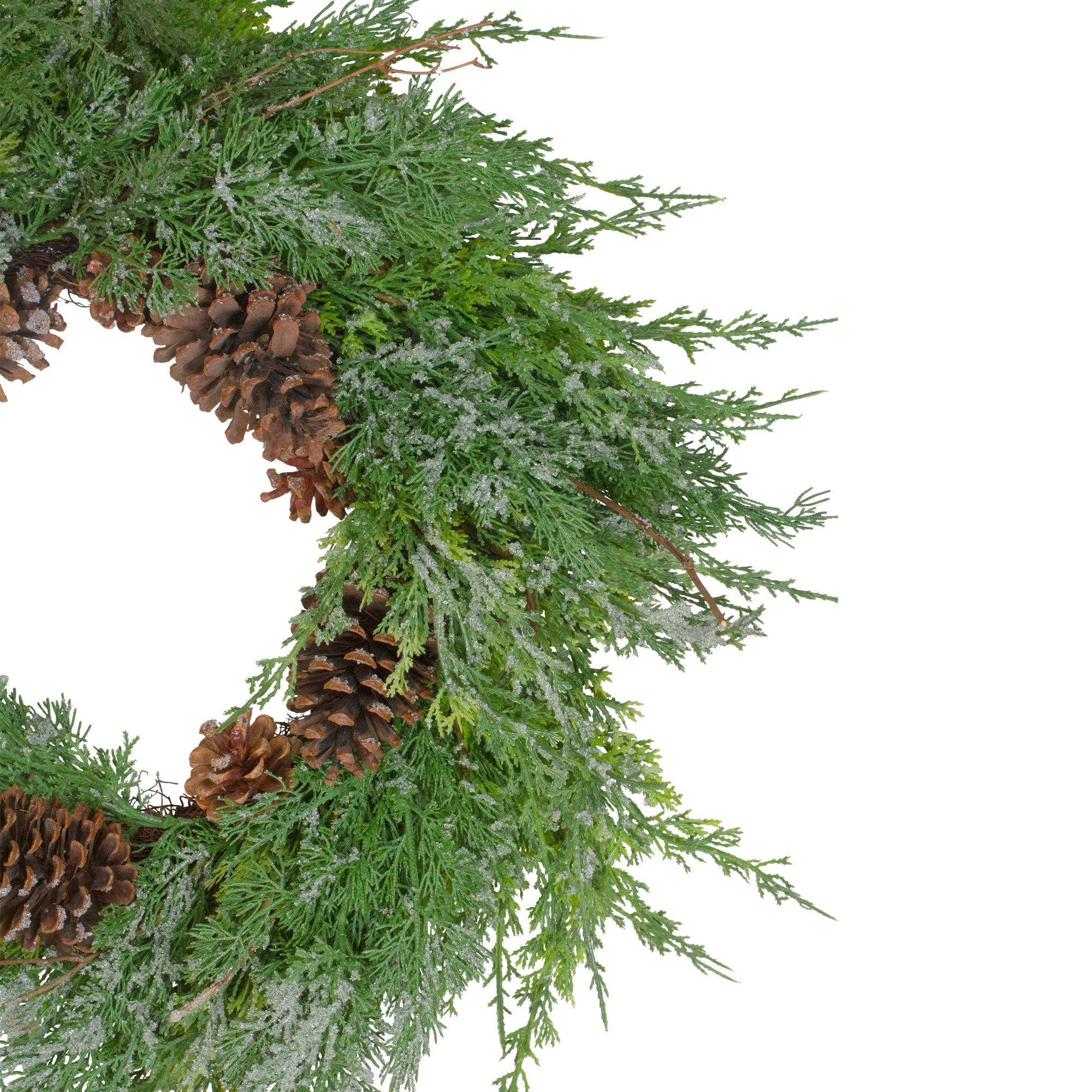  Northlight Real Touch™? Frosted Cedar and Pinecone Artificial Christmas Wreath - 26