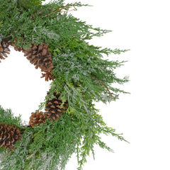 Real Touch™? Frosted Cedar and Pinecone Artificial Christmas Wreath - 26" - Unlit