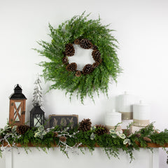Real Touch™? Frosted Cedar and Pinecone Artificial Christmas Wreath - 26" - Unlit