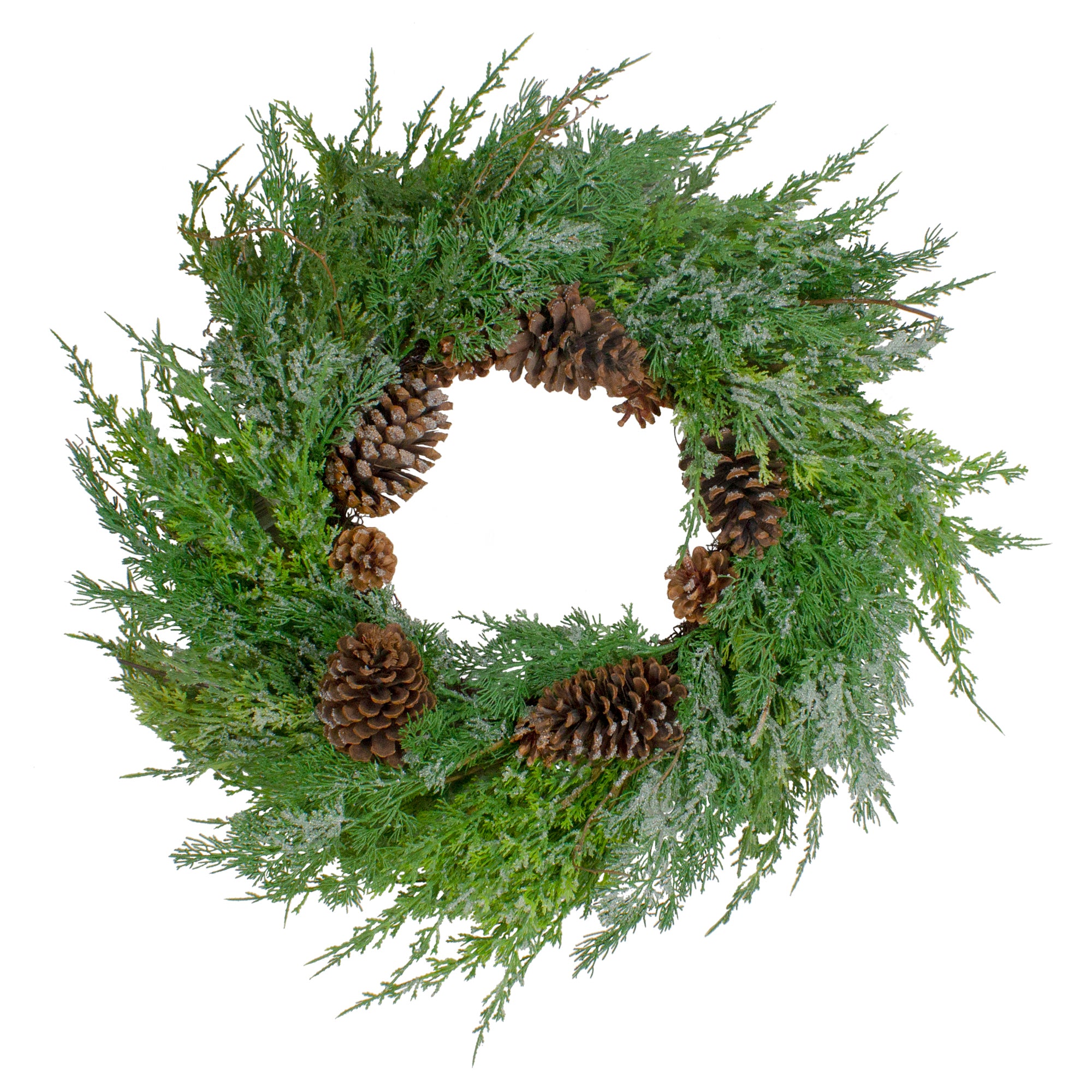  Northlight Real Touch™? Frosted Cedar and Pinecone Artificial Christmas Wreath - 26