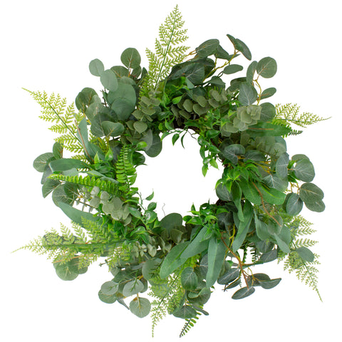 Mixed Foliage Artificial Spring Wreath  Green - 24-Inch