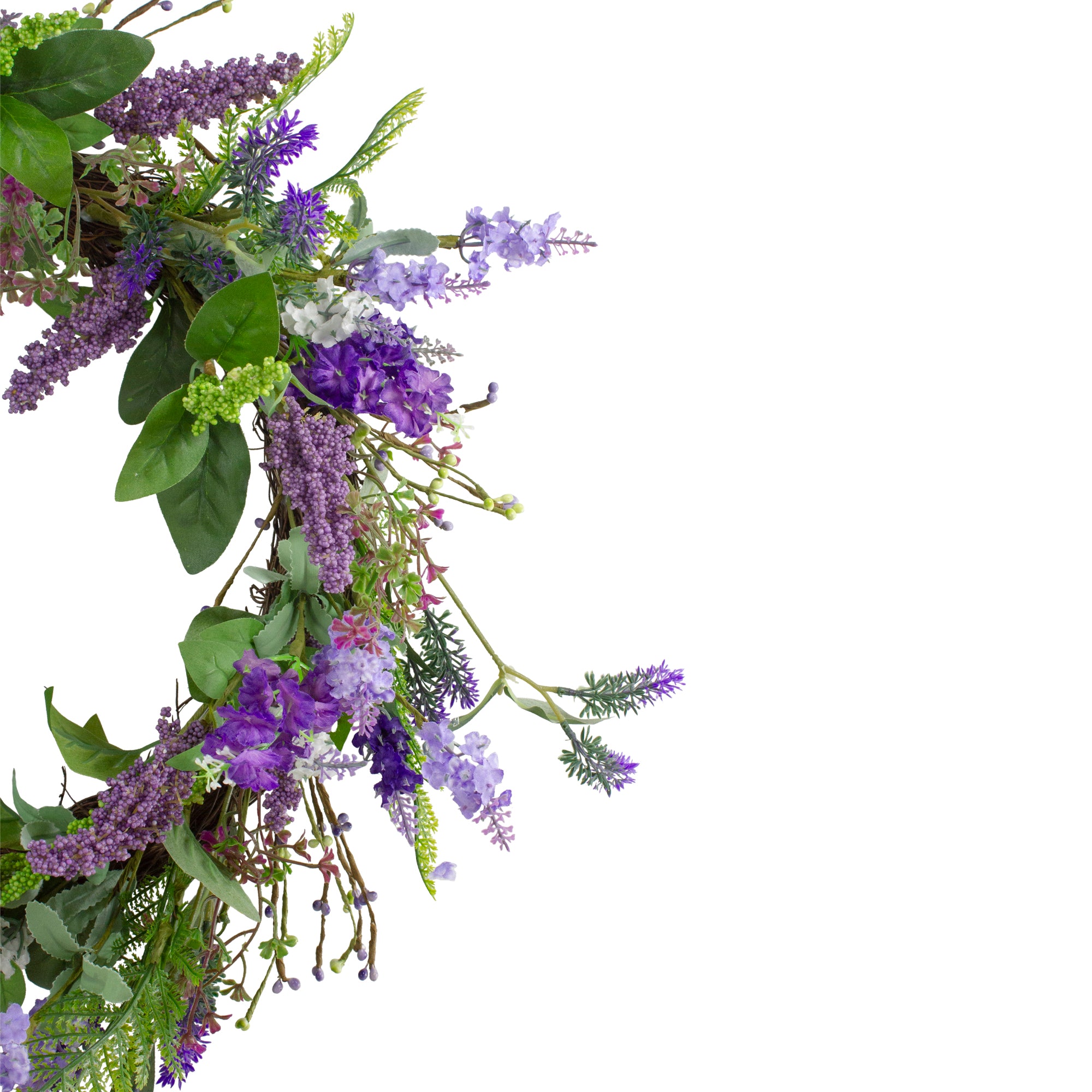  Northlight Lavender and Spring Foliage Artificial Wreath  Purple - 20-Inch - Default Title - Bonton