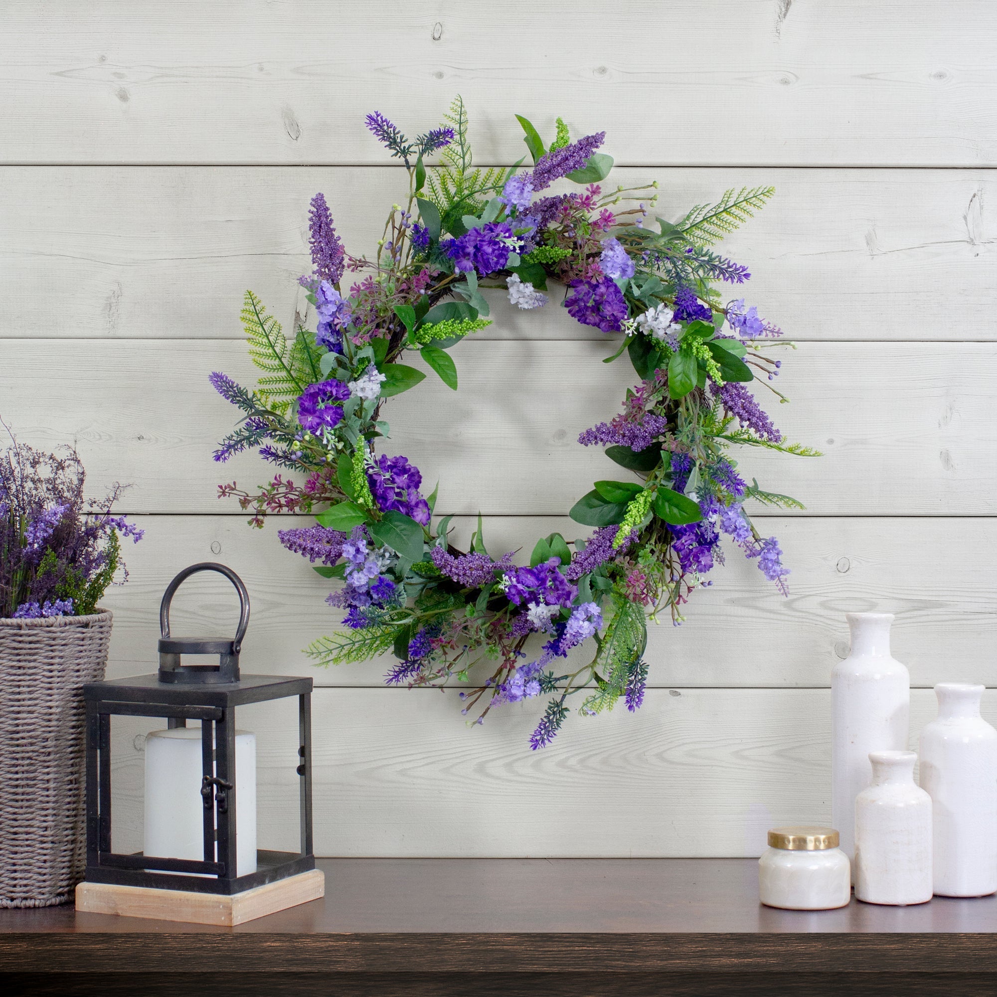  Lavender & Spring Foliage Faux Wreath,  20