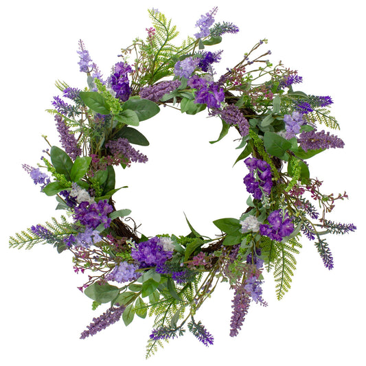 Lavender & Spring Foliage Faux Wreath,  20"