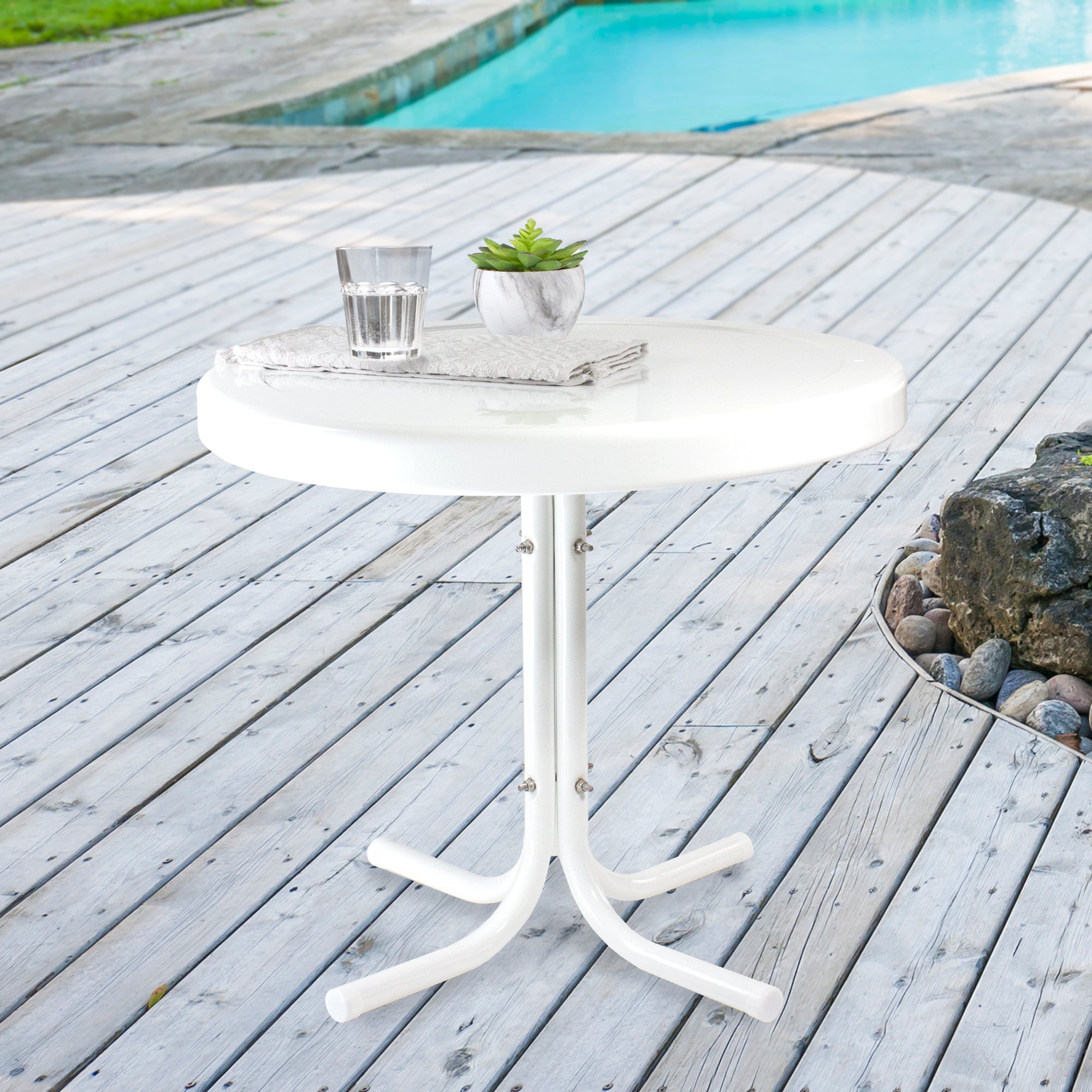  Outdoor Retro Tulip Side Table - Blue - Bonton