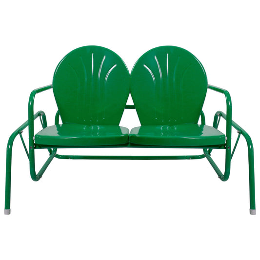 Outdoor Retro Metal Tulip Double Glider Patio Chair 2-Person